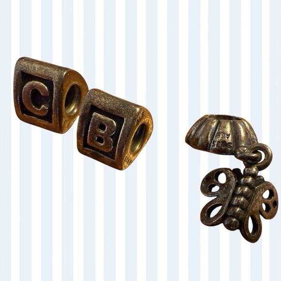 Pandora .925 ALE Sterling Silver Friends Forever Butterfly Charm + Letters B & C - Picture 1 of 8